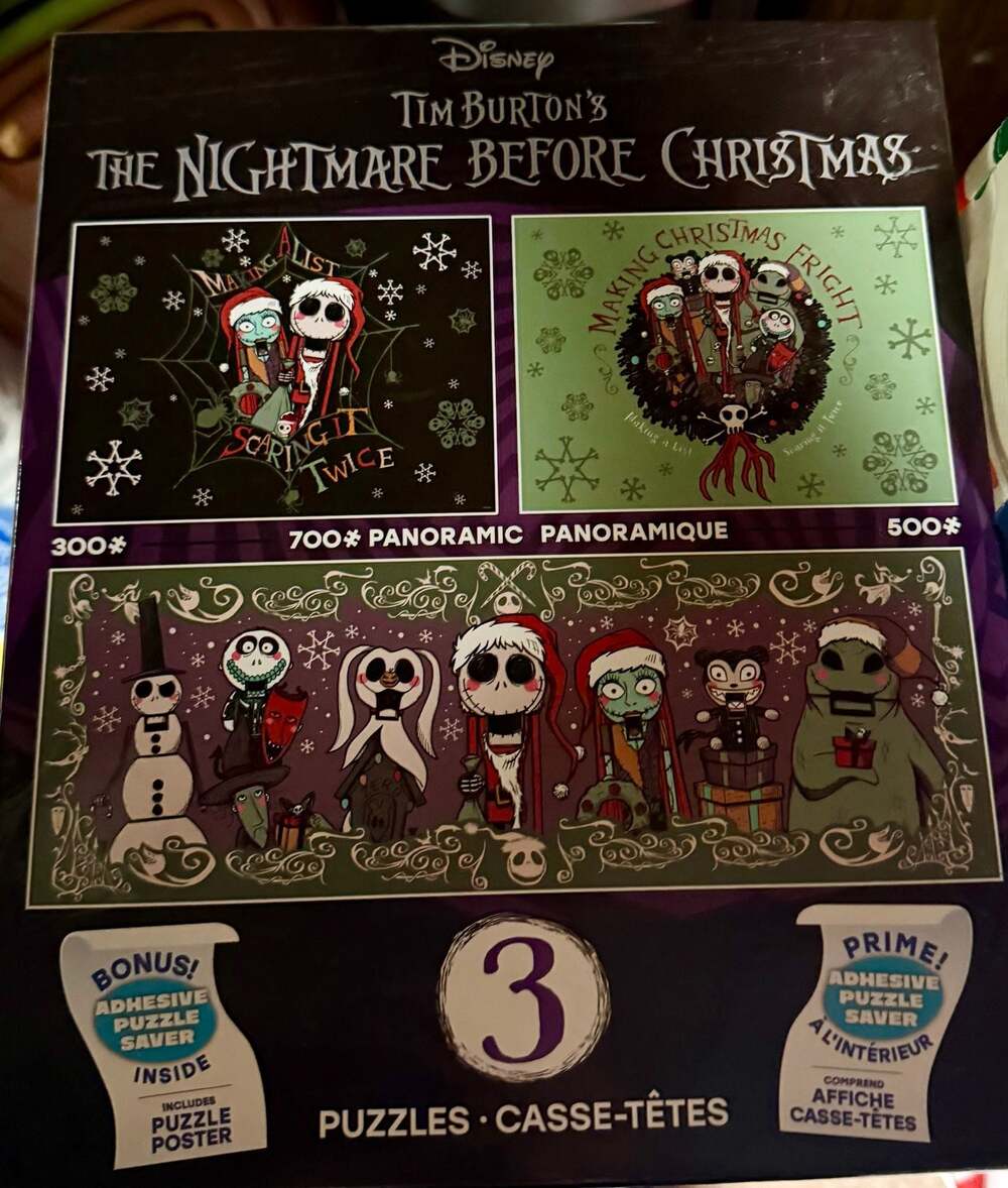 Ceaco Disney Tim Burton's The Nightmare Before Christmas 3 Puzzle Set, 300, 500,